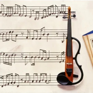 Naturaleza quieta con partitura, revista y violín / Still life with violin, score and magazine